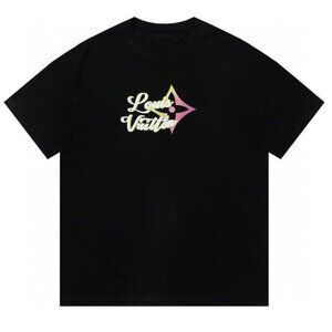 LV Gradient Star Logo Black T-shirt Reprint